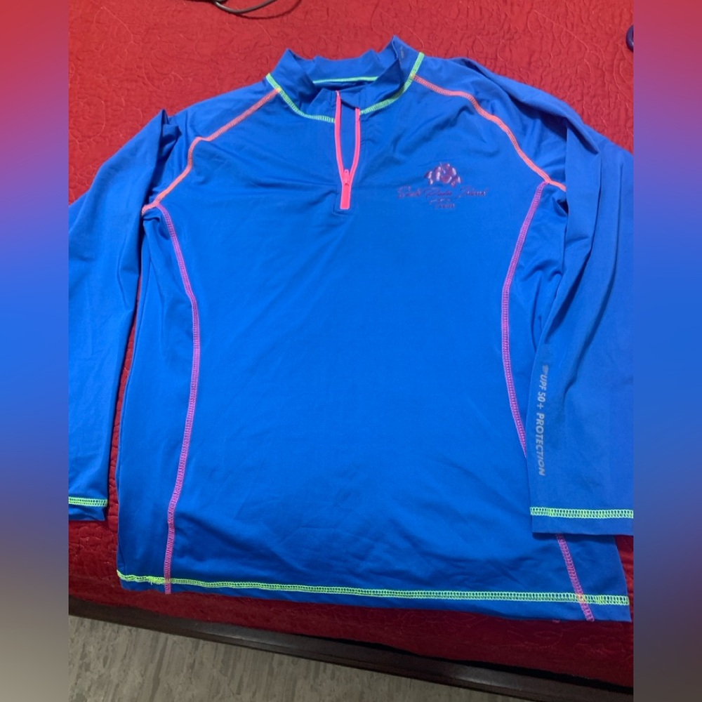 Colorful Long Sleeve Rash Guard Women’s Top South Padre Island Texas 
Size Large